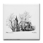 St. Andrews Presbyterian Church Stirling Ontario Canada Pen and Ink Tile/Coaster by NANCE